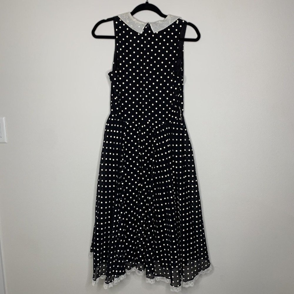 Candi Jones Calif Polka Dot Dress Womans Sz 11 Sleeveless Black & White Vintage - Picture 8 of 10